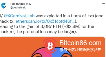 NFT 借贷协议 XCarnival 遭到攻击,黑客获利约 380 万美元