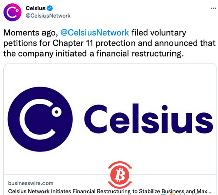  谣言变现实 加密借贷平台Celsius正式申请破产保护