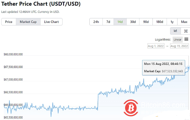 Tether市值8月增长近20亿美元 
