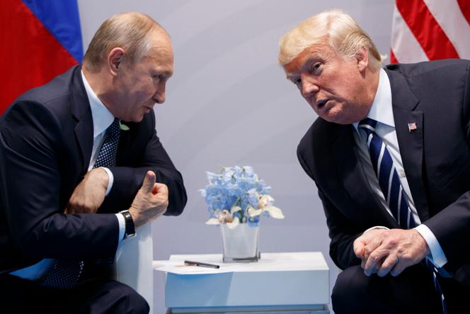 In this file photo taken on July 7, 2017, then US president Donald Trump meets with Russian President Vladimir Putin at the G-20 Summit in Hamburg, Germany.