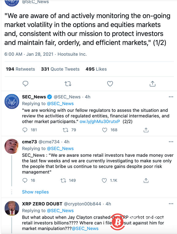 SEC回应WallStreetBets风波反被网友驳斥 后者又遭Discord封禁