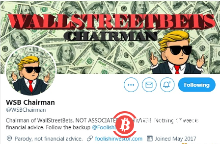 警惕:发布BTC和狗狗币信息的WSB Chairman为模仿账号