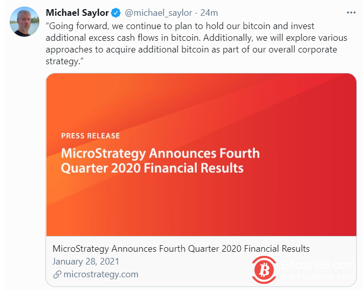 MicroStrategy首席执行官:将探索各种方法来收购更多比特币