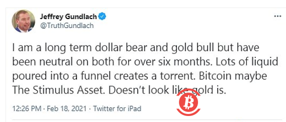 新债王:对抗“印钞机” 比特币或许比黄金更好