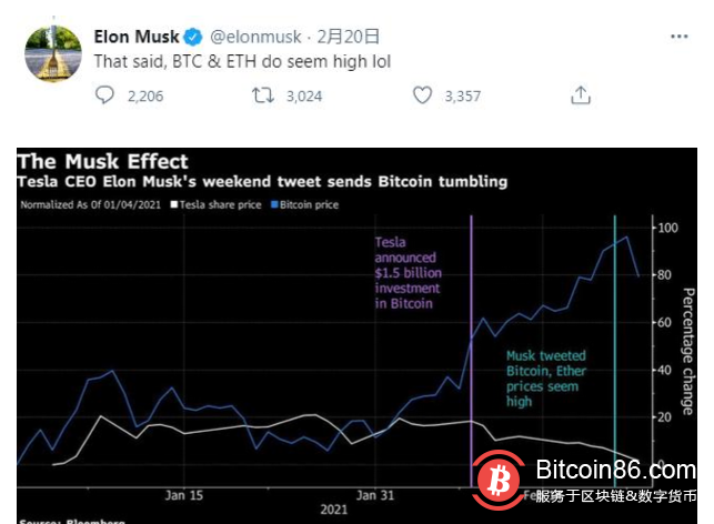都是多嘴惹的祸?特斯拉大跌超8% 或因马斯克“吓坏”比特币