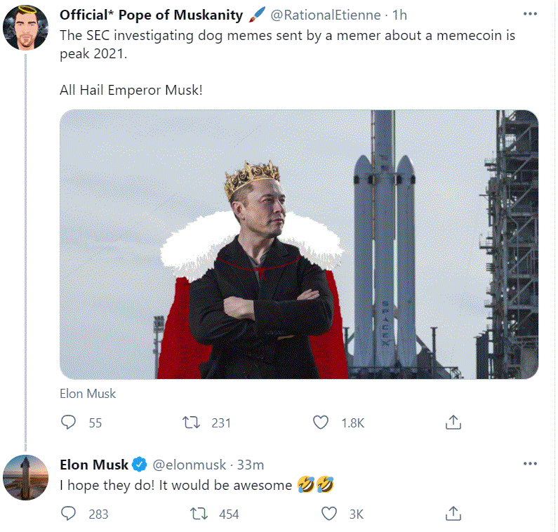 加密24小时:比特币5万美元下方盘整 马斯克因狗狗币言论被SEC调查