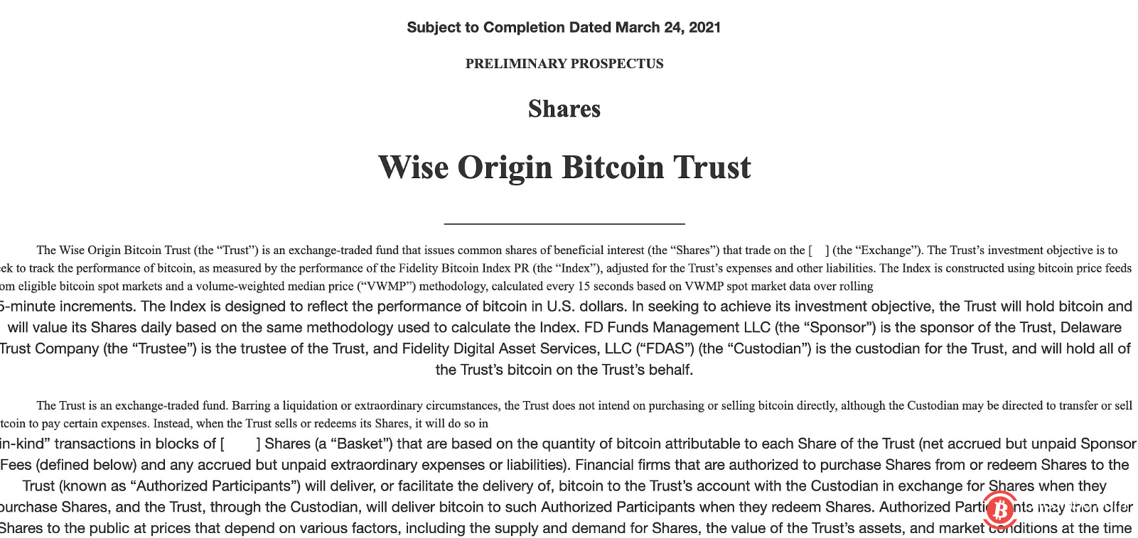 富达向美国SEC提交比特币ETF申请