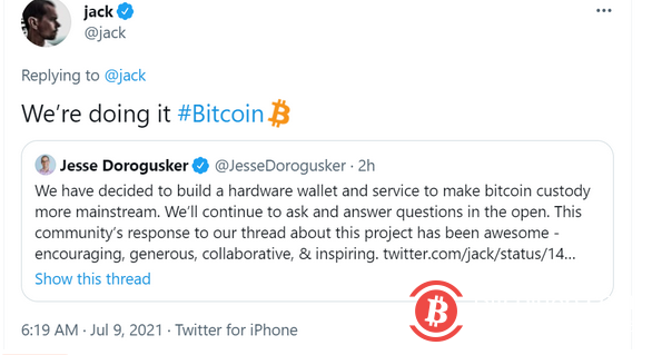 推特创始人Jack Dorsey证实Square正在建立比特币硬件钱包