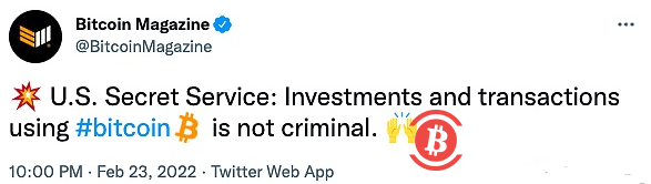美国特勤局:使用比特币投资和交易不属于犯罪
