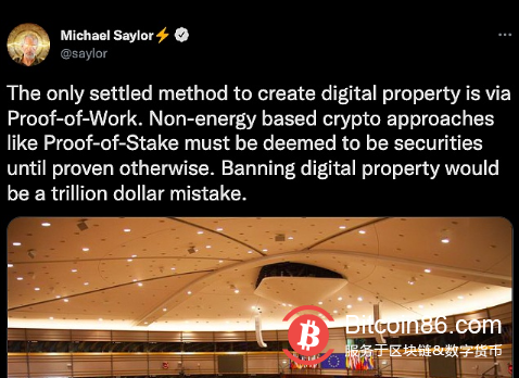 MicroStrategy CEO:禁止PoW是一个万亿美元的错误