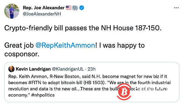 美国新罕布什尔州通过一项有利于比特币等数字资产的法案