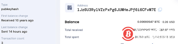 两个休眠超10年的比特币钱包昨日发生转移,共计约81.79 BTC