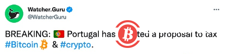  葡萄牙拒绝了对比特币和加密货币征税的提议 
