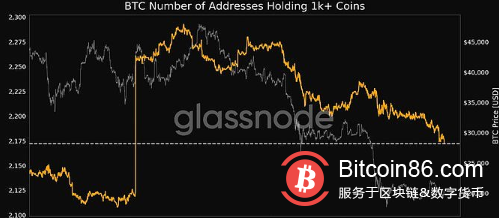  持有1k以上BTC的地址数量达到4个月低点 