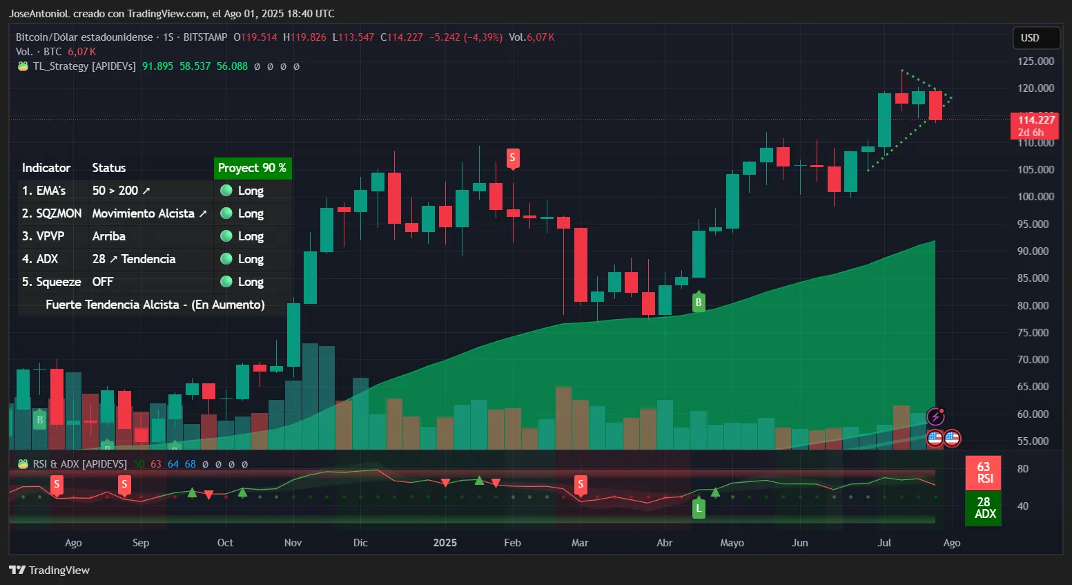 Bitcoin price data. Image: TradingView