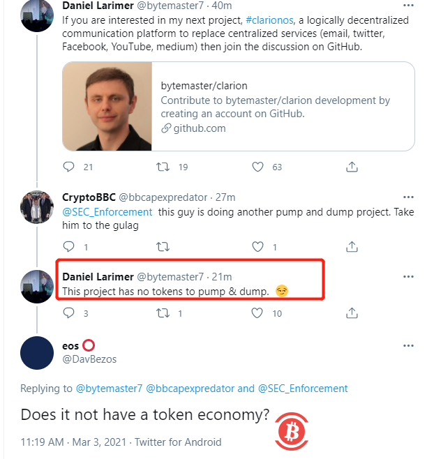 BM新项目Clarion未设置新代币 可使用EOS注册推广 