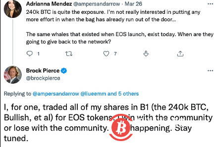  EOS母公司联创：已将所有BlockOne股份换成EOS 