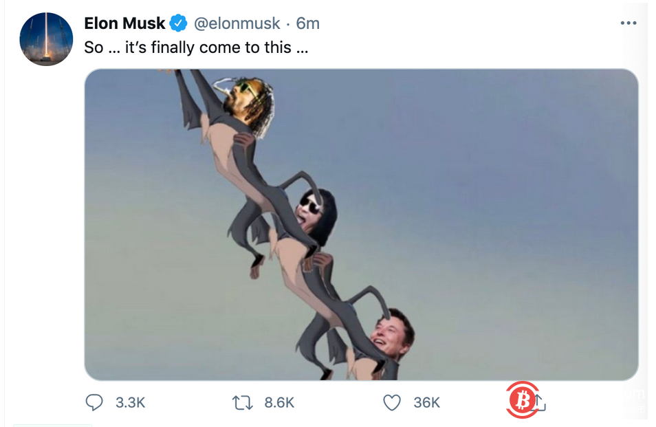 马斯克再次发布“狗狗币”相关推特 