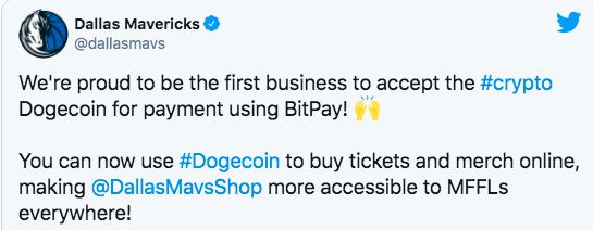 达拉斯独行侠队接受狗狗币支付门票和商品
