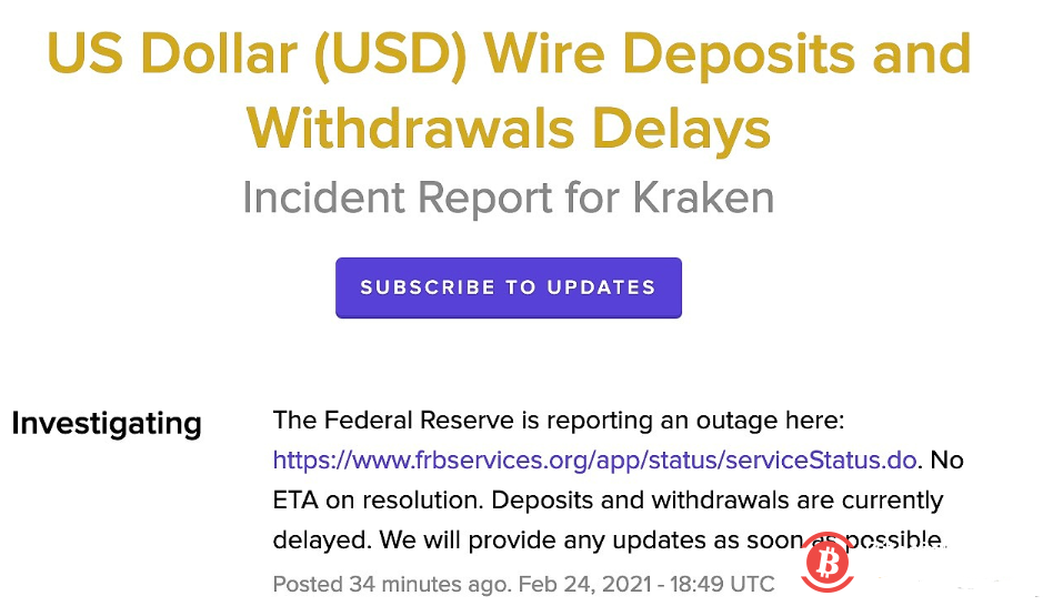 美联储服务中断延误银行电汇 已影响部分加密交易所 
