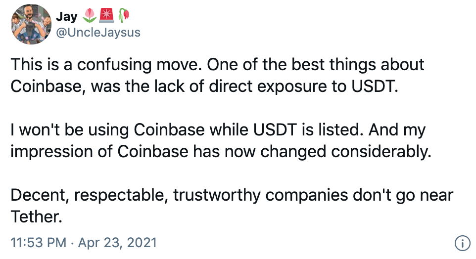 从Coinbase二度推迟USDT交易，可以看到什么？