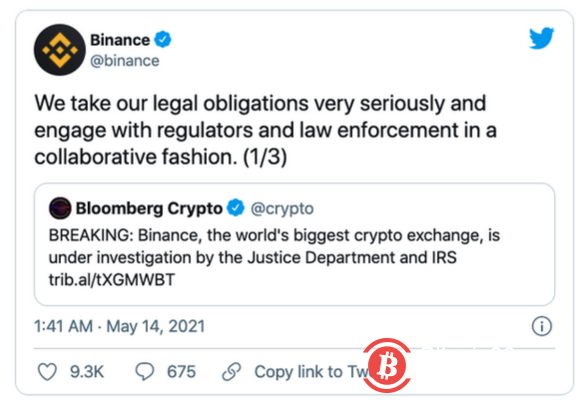 币安被美国司法部和国税局调查，加密货币再遭暴击