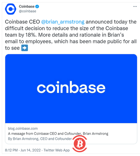 熊市下的 Coinbase:亏损、裁员、股价暴跌
