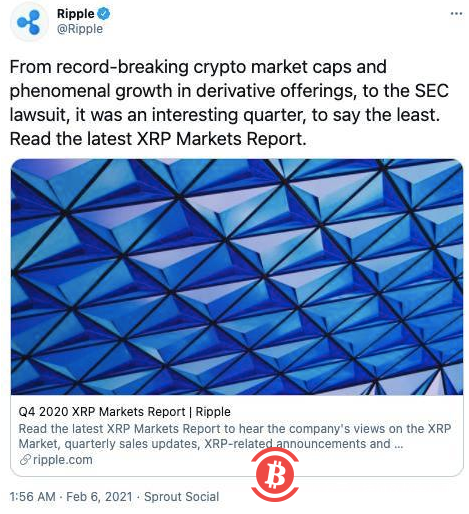 不惧SEC诉讼 Ripple去年Q4 XRP销售额翻倍