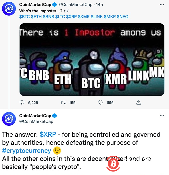  加密数据提供商CoinMarketCap指责Ripple是骗子 