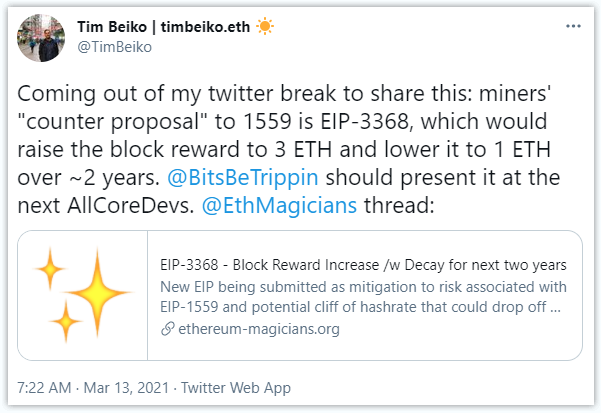 以太坊矿工又罢工?EIP-3368 是怎么回事?